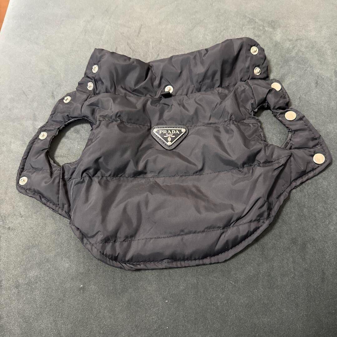 PRADA Dog Clothes Black Down Jacket Logo Mark Vest Coat For Small Dogs Used