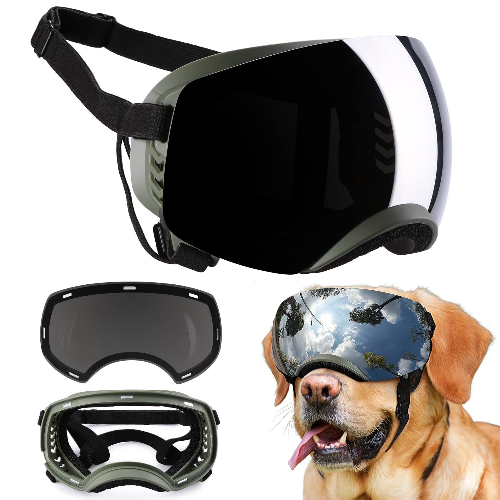 Ownpets Dog Goggles, Goggles with Adjustable Strap, Magnetic Design, Detachab...