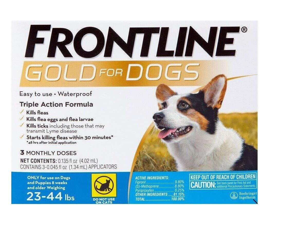 Frontline Gold Flea Lice Tick Remedy Treatment for Dogs 23-44 lbs 3 Month Dose