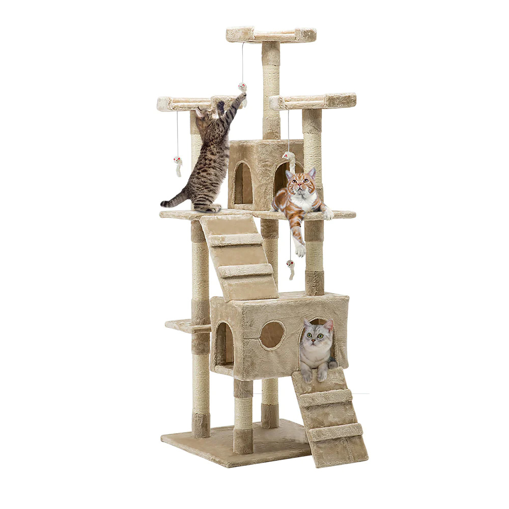 NNEDSZ Cat Tree 180cm Trees Scratching Post Scratcher Tower Condo House Furnitur