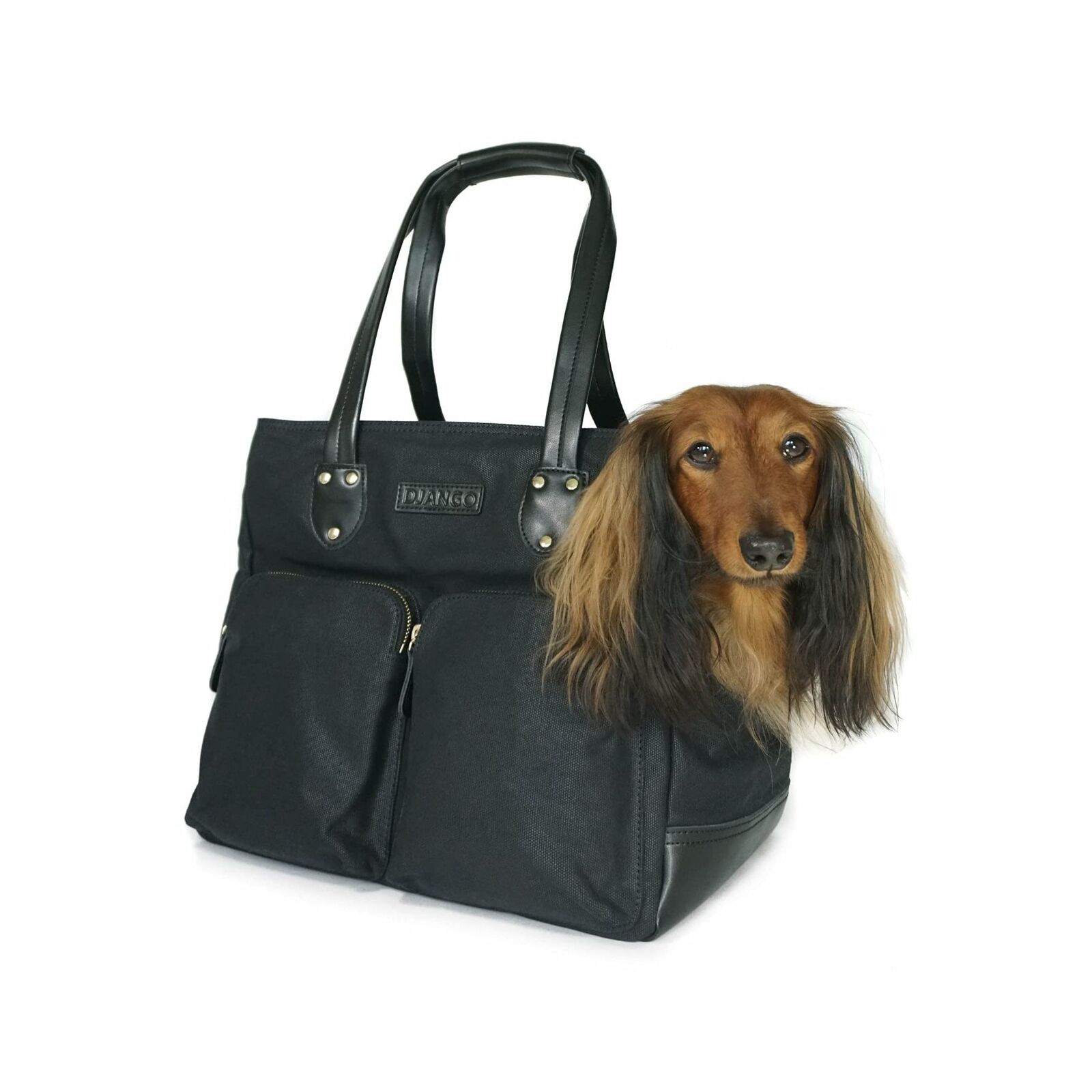 DJANGO Dog Carrier Bag - Waxed Canvas and Leather Soft-Sided Pet Travel Tote ...