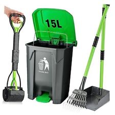 MXF Pooper Scooper Set, Dog Poop Trash Can for Outdoors with 20 Waste Bags, 15  picture