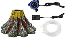 Aquarium Volcano Ornament Kit Air Stone Bubbler with Red LED Light for Fish Tank picture
