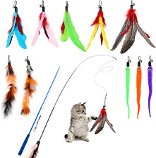 Feather Teaser Cat Toy Set 12 Pcs, Interactive Toys for Cats 2 Retractable Cat W picture
